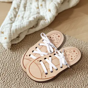 Shoe Lacing Skill Trainer, Wooden Shoe Board Teaching Tool, Durable and Safe Design, Ideal Gift for Toddlers, Develop Hand Skills, Shoe Lace