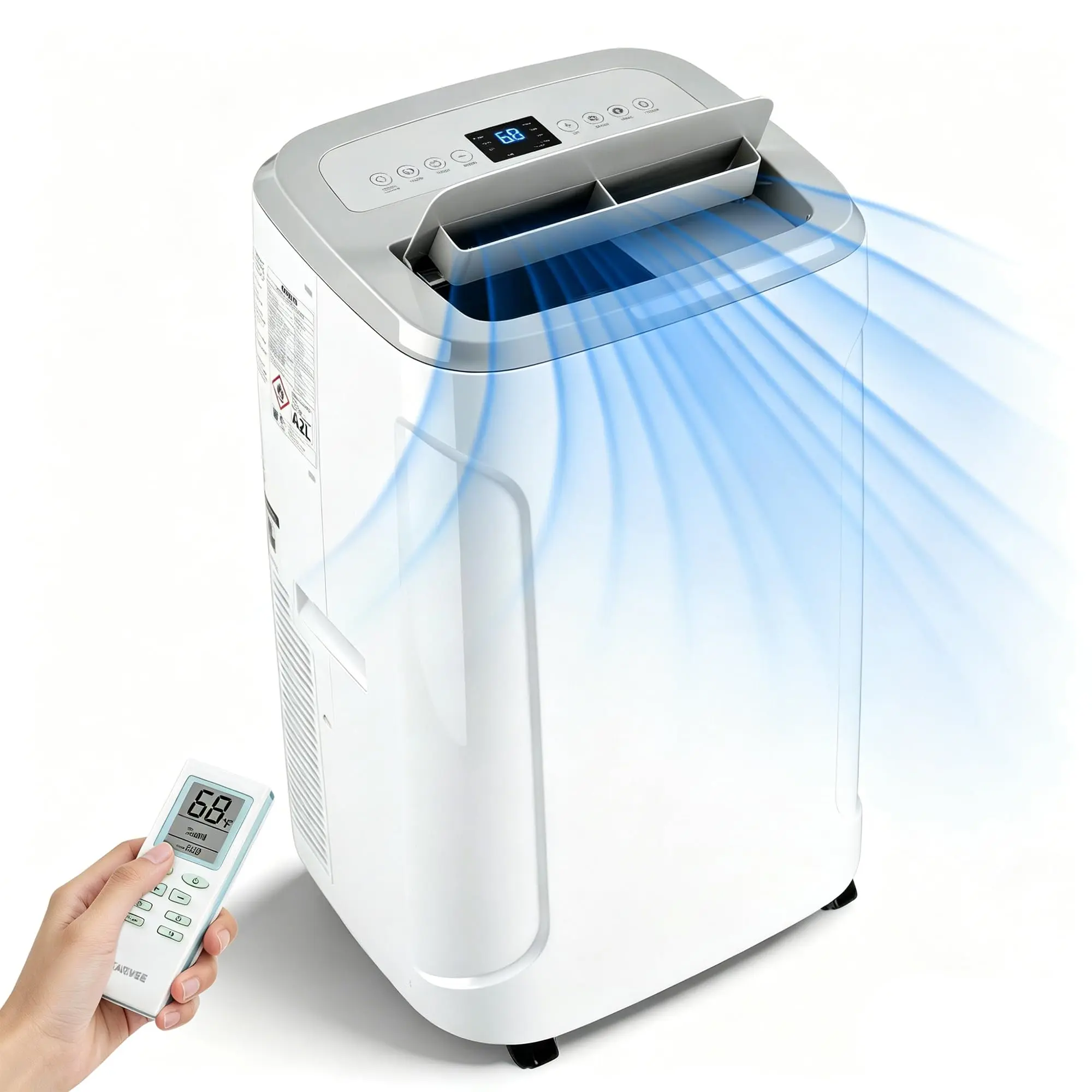 12,000 BTU Portable Air Conditioner with Heater – 4-in-1 Smart Mobile AC (Cool, Heat, Dehumidify, Fan), Covers up to 550 Sq Ft – WiFi/App & Remote Control, LED Touch Panel, Window Kit – Ideal for Bedroom, Apartment, Office
