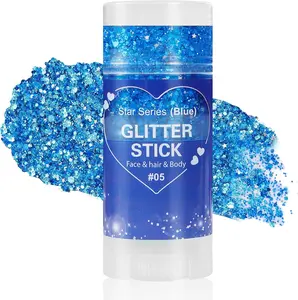 Mysense Blue Face Hair Body Glitter Stick,4th of July Accessories and Outfits for Women Girls Kids,USA Flag Makeup for Independence Day Memorial Day Veterans Day,Festival Rave Accessories