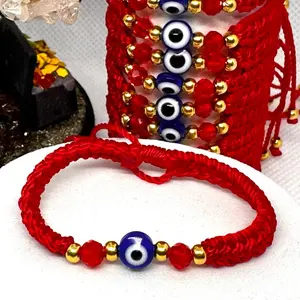 Baby Bracelet with Turkish Eye for Protection Red Thread Gold Beads Charm Accessory