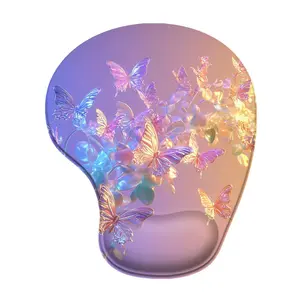 Butterfly Pattern Silicone Universal Mouse Pad with Wrist Rest, Non-slip & Pain Relief Mouse Pad, Computer Accessories for Home & Office