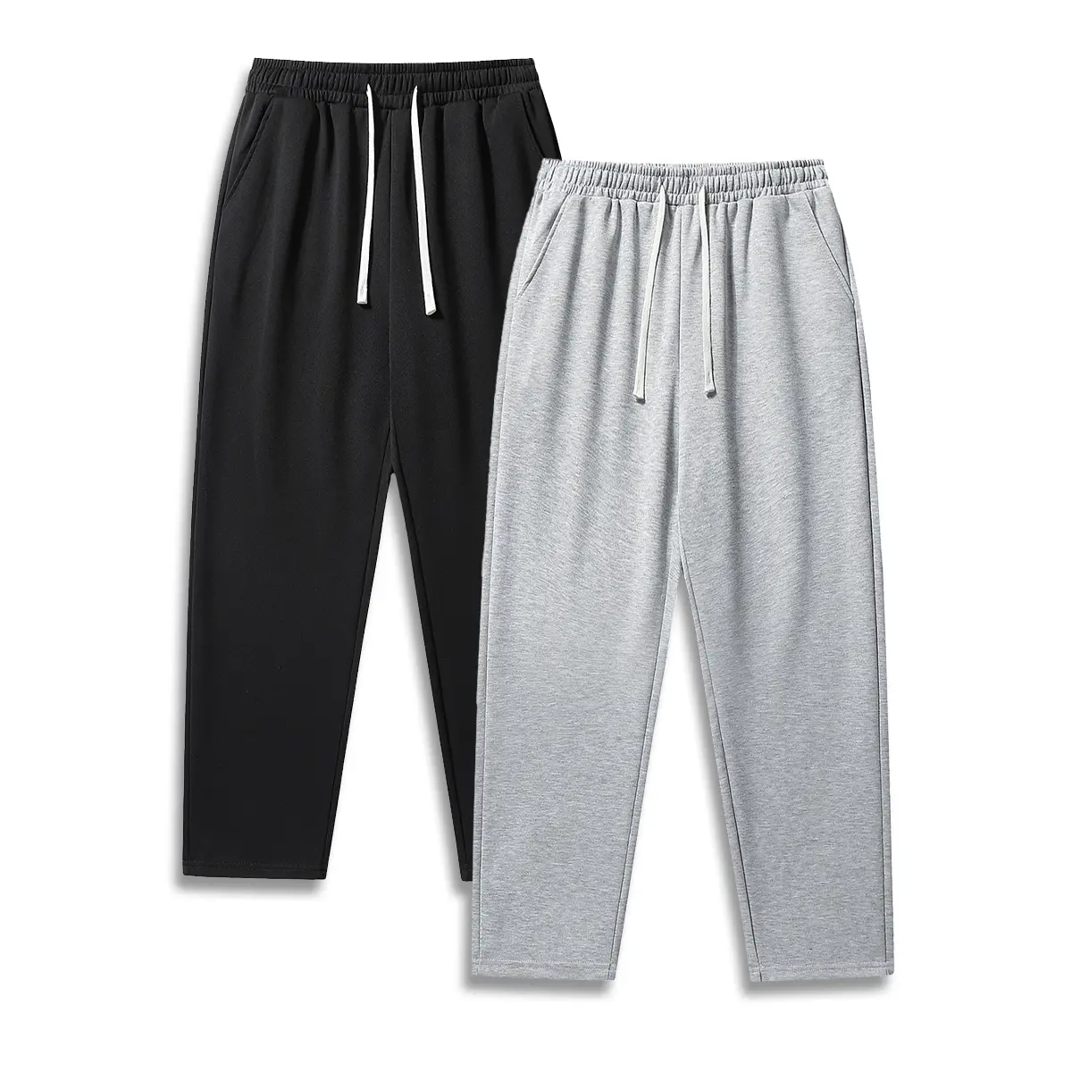 Multi piece set suitable for all seasons, men's solid color drawstring hanging pants, gray fashionable casual multifunctional comfortable loose pants, street style gray fashionable soft men's pants, autumn clothing pants suitable for sports and daily life