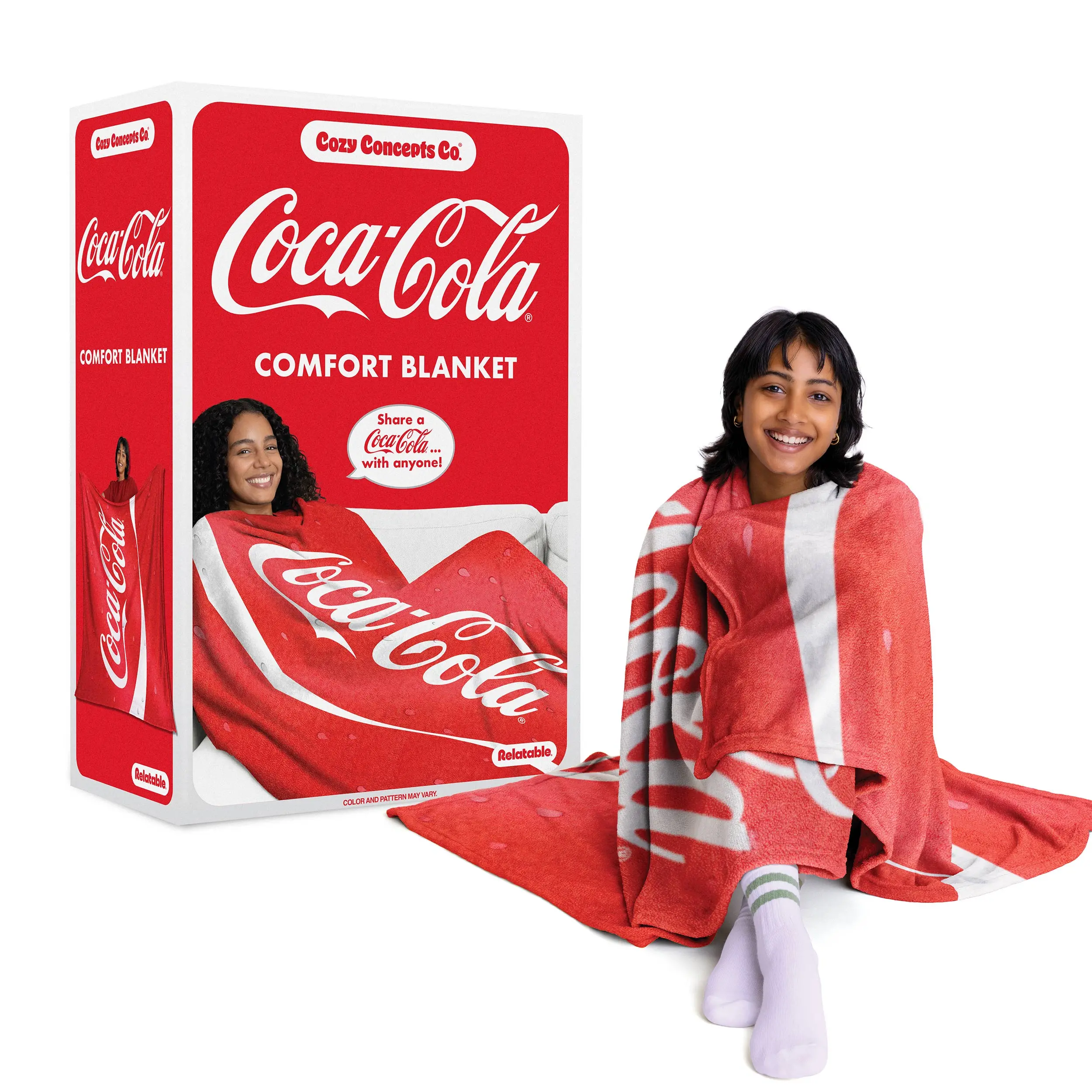 Cozy Concepts Co. Coca-Cola Comfort Blanket - Cozy Throw Blanket for Room Decor, Everyday Lounging or Funny Gag Gifts for Teens - Includes 1 Giant 60" Coca-Cola Fleece Blanket