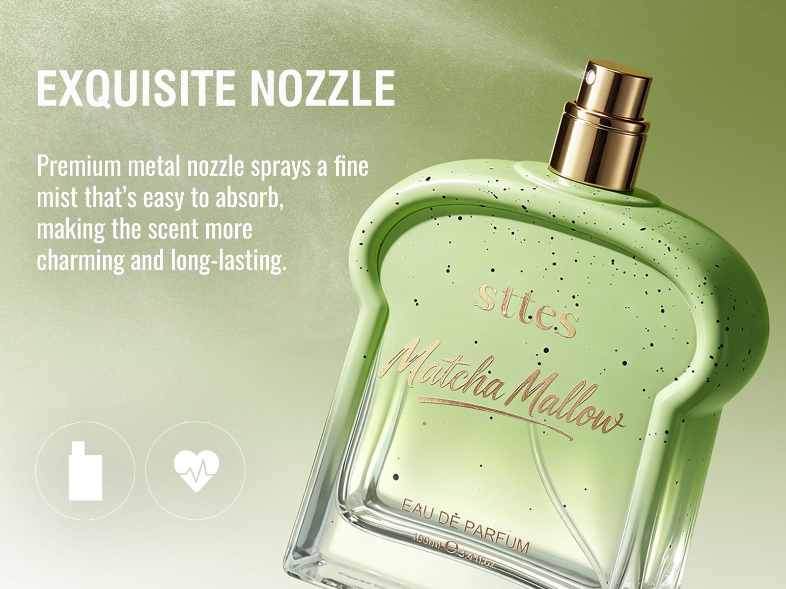 sttes Matcha Mallow Unisex Eau de Parfum, Sweet Green Tea Creamy Gourmand Scent with Matcha Blend, Marshmallow, Vanilla & Musk, Long-Lasting Everyday Daily Wear Fragrance Spray, 100ml/3.4 fl oz, Everyday Perfume, Daily Wear Perfume