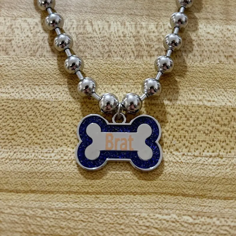 Brat Dog Bone necklace: Navy