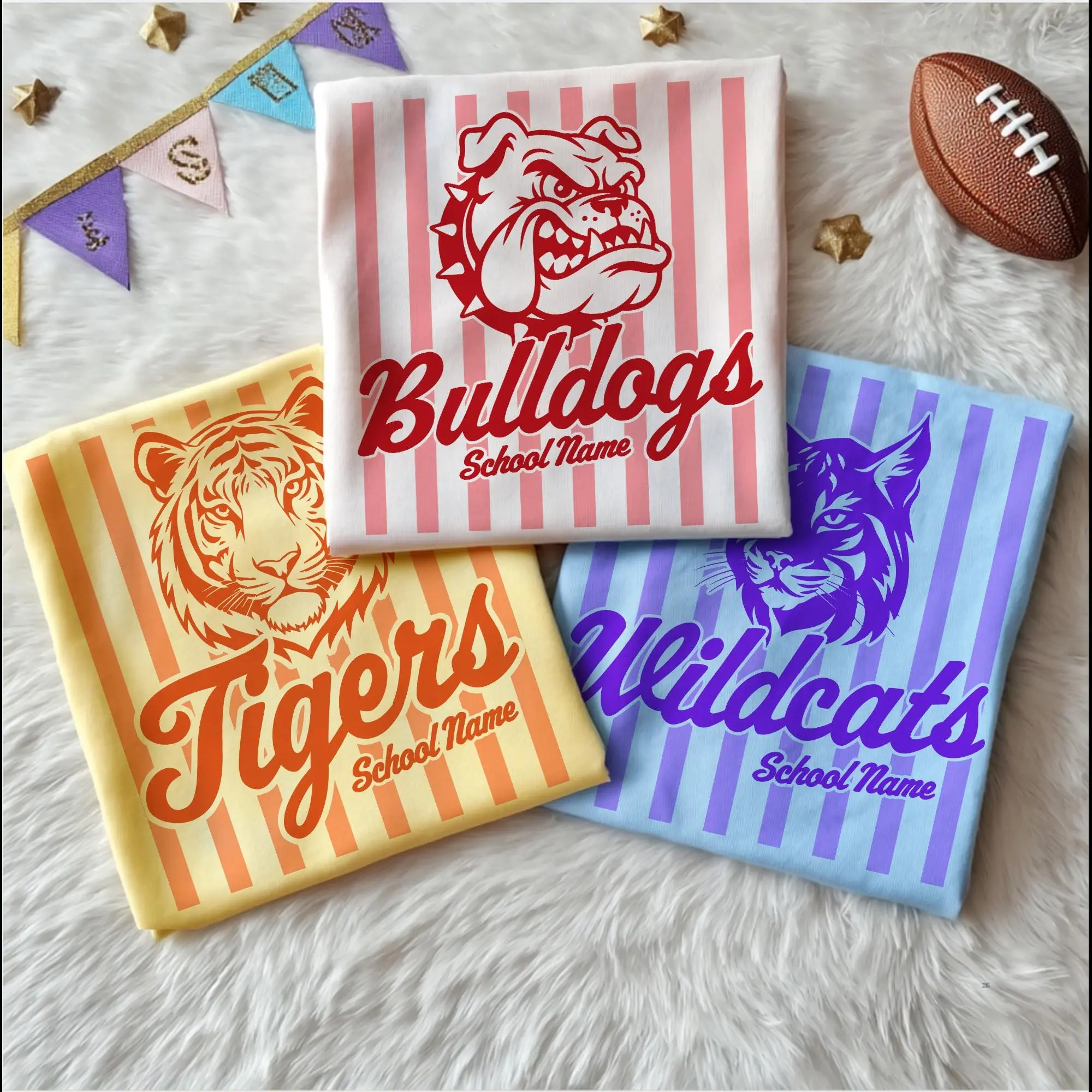 (Custom in Description) Custom Mascot Striped Shirt, School Logo Shirt, School Spirit Shirt, Back To School, Team Mascot Shirt, Schoolchild 2026