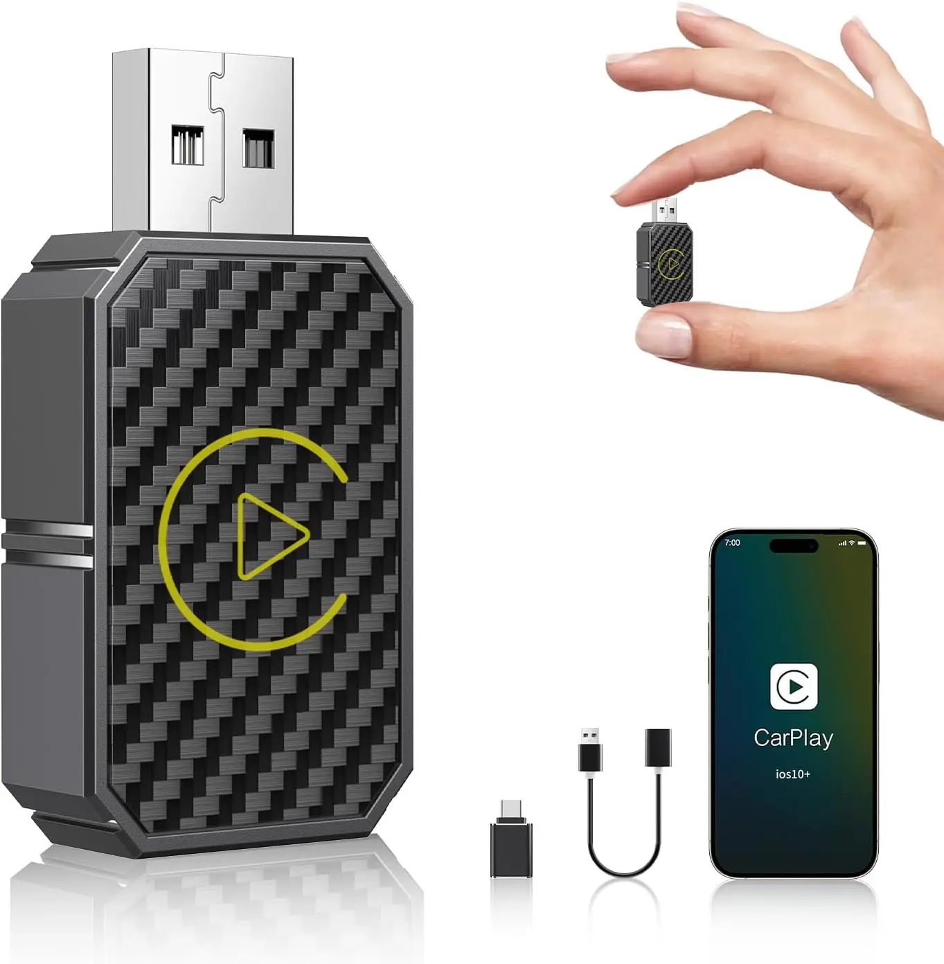 Mini 2-in-1 Wireless Carplay Adapter & Android Auto Wireless Adapter for OEM Wired apple Carplay Android Auto Car with iPhone iOS 12+ / Android 11+