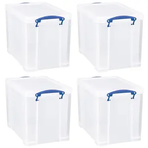 Really Useful Box 19L Storage Container with Lid and Clip Lock Handles, (4 Pack)