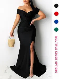 Sexy One Shoulder Bodycon Dress, High Slit Long Evening Party Gown, Must-Have for Formal Events, Stylish, Chic, Fit and Elegant Design, Formal Wear, Womenswear, Women