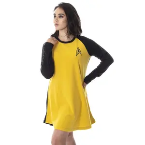 Star Trek Original Series Women's Juniors Costume Raglan Sleep Shirt Nightgown Pajama Top- Uhura, Kirk Or Spock
