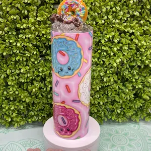 3d lid donut and candy custom made cup. Drinkware Sublimation Cup with 3D Lid and Donut Sprinkles - Perfect for Coffee and Tea - 20oz Tumbler Cup
