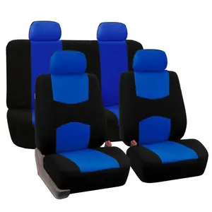Blue Full Set Flat Cloth Car Seat Covers - Breathable Cloth Surface, Easy-Install Seat Protectors Cushion
