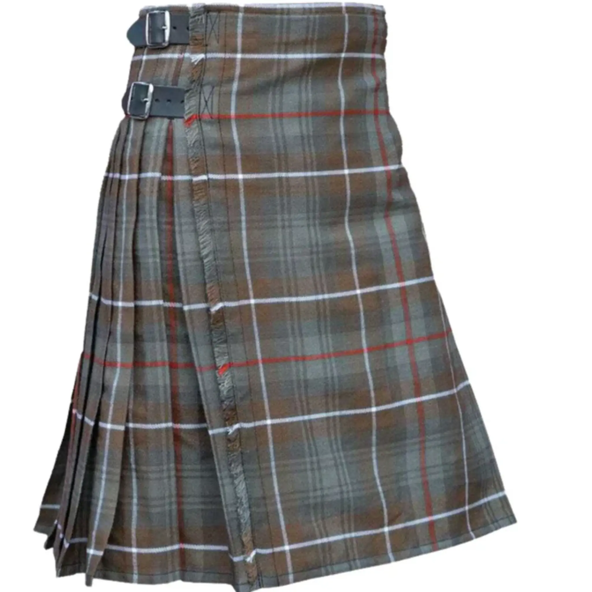 Clan MacKenzie Weathered 8 Yard Tartan Kilt for Men Traditional Scottish Plaid Design with Classic Fit Premium Wool 3 Adjustable Leather Straps Chrome Buckles