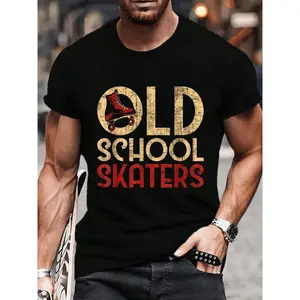 100% Cotton Old School Skaters - Roller Skating Roller Derby Skates T-Shirt Women's Men's Graphic Tee Crew Neck summer vacation Tops