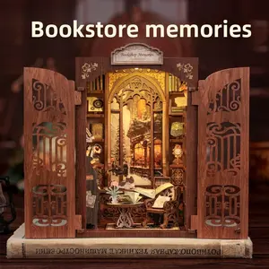 Premium 3D Wooden Model Kit | "Bookstore Memories" Mini Book Nook Puzzle — Artisan Desktop Organizer, Brain-Stimulating Stress Reliever, Collectible & Creative Gift