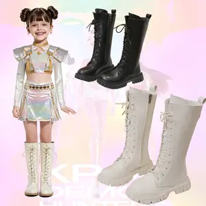 Gothic KPop Hunter Combat Boots Girls Lace-Up & Zipper Non-Lightweight Halloween Cosplay Daily Fashion Shoes