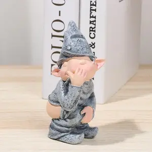 Pooping Naughty Gnome Miniature Statue - Funny Resin Dwarf for Home Garden Decoration