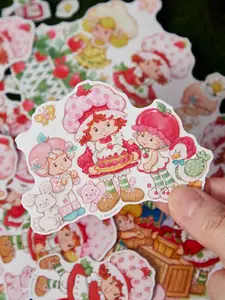 Strawberry Shortcake Cute Cartoon Character And Strawberry Pattern Sticker Pack