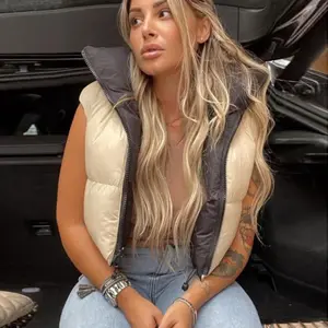 Hot Sale Reversible Sleeveless Puff Coat Women Cotton Bubble Jacket Coats Ladies Cotton Contrast Color Puffy Vest