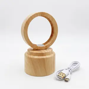 Rotating LED Lighted Crystal Ball Base 7cm Diameter USB Powered Rotating Display Stand for 2-5cm Crystal Ball Collectibles Handicrafts