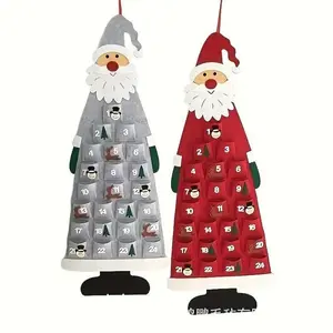 Traditional Felt Santa Claus Advent Calendar, Polyurethane Material, Battery-Free Design, Ideal for Christmas & Holiday Decorations