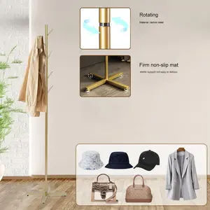 Golden Metal Freestanding Heavy-Duty Clothing Rack with Marble Base, Multipurpose Garment Hanger for Bedroom, Hat, Scarf, Jacket Collapsible Multifunctional Storage Bins