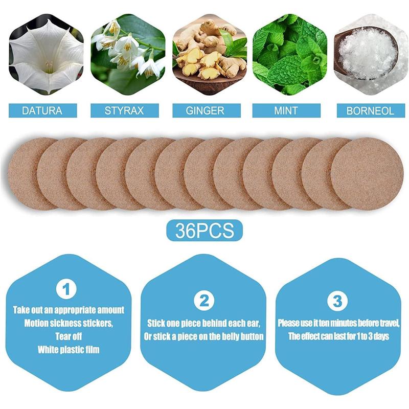 Motion Sickness Patches &amp; Sea Sickness Bands for The Relief of Nausea and Vertigo from Travel of Cars, Ships, Airplanes &amp; Other Forms of Transport Movement