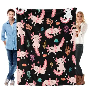 Axolotl Blanket Gifts for Girls Women Kids, Soft Lightweight Cute Axolotl Plush Gifts Throw Blanket for Animals Fish Decorations Lovers 60"x50" Salamander Flannel Blankets for Couch Bed Chair ideal