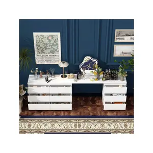 FUFU&GAGA 70.8"-102.4"W Extra Large 9 Drawer Double Dresser With Desktop, Length & Shape Adjustable Modern Vanity Desk Wood Dresser Chest Of Drawers With Wide Storage Space For Bedroom Cabinet Furniture Organization Design