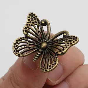 4pcs Vintage Butterfly Design Pull Handles Zinc Alloy French Style Dresser Door Knobs Drawer Pulls European Wardrobe Hardware