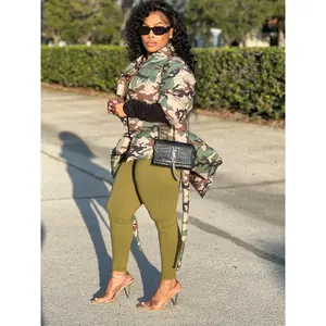 Camo Puffer Peplum Jacket