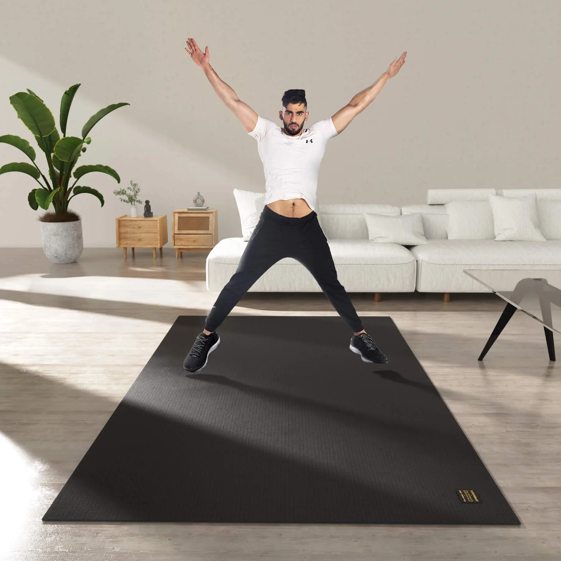 Gxmmat Large Exercise Mat 6'x4'x7mm, Thick Workout Mats for Home Gym Flooring, Extra Wide Non-Slip Durable Cardio Mat, Shoe Friendly, Perfect for Plyo, MMA, Jump Rope, Stretch, Fitness