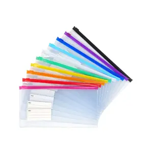 Tamaki 10 Pack Zipper Plastic Envelopes, Small Plastic Envelopes, A6 Size for Pencil Case Bulk, Bill Bag, 10 Color (9x4.7 Inch)