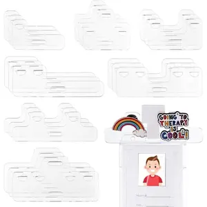 21 count 7 Styles Badge Buddy Topper, Buddy Pin Holder ID Badge Topper Clear  Card Holder Fit Vertical Horizontal for Nurse  Staff Name Cards Display Pins