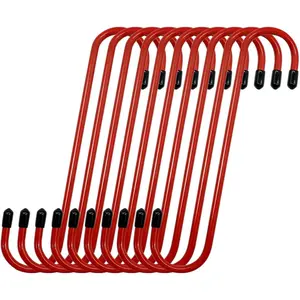 10 pcs Brake Caliper Hanger Hooks - with Rubber Tips for Automotive Work on Brake Axle and Suspesion Systems, Hardness Steel, Red Powder Coated