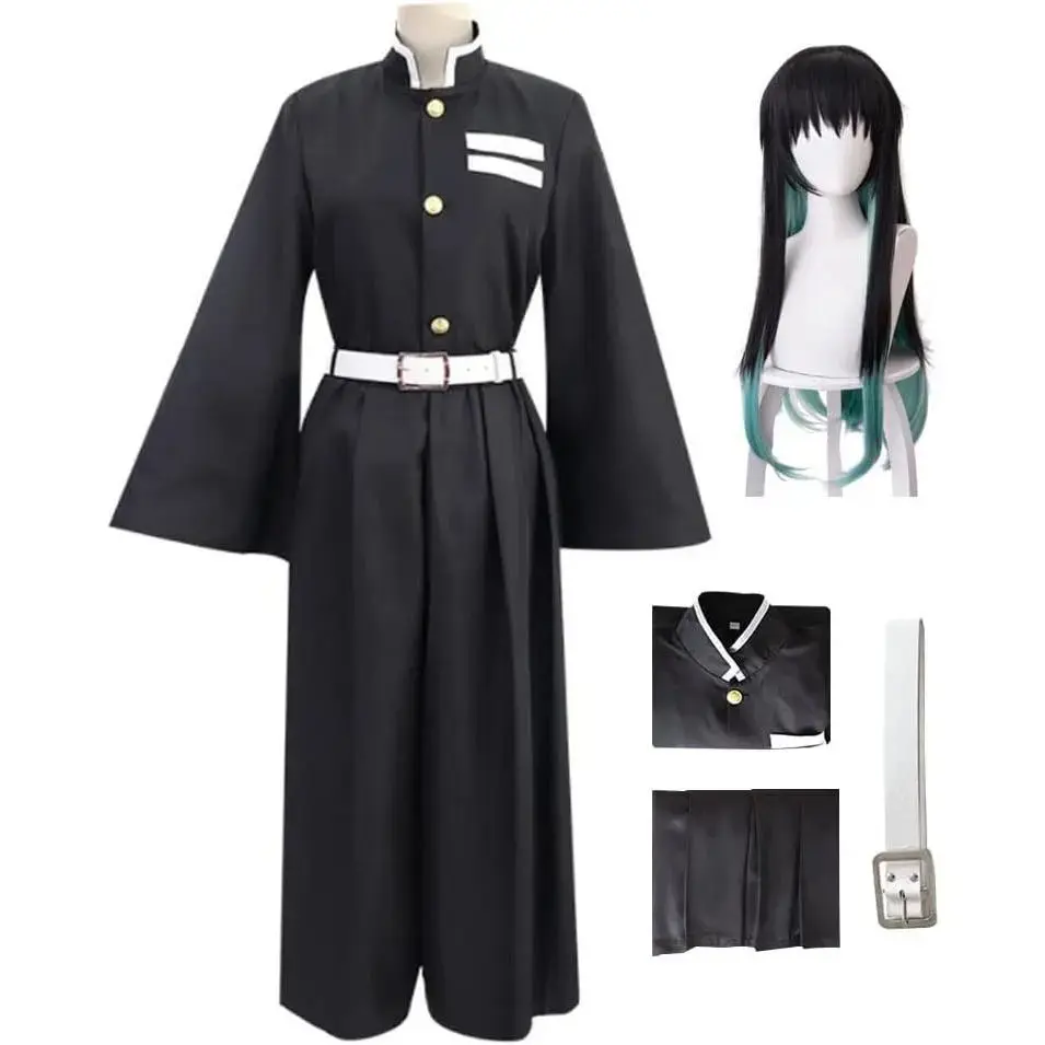 New Anime Demon Slayers Kimetsu No Yaiba Tokitou Muichirou Cosplay Costumes set Kisatsutai Uniform Wig Halloween Party Costume Menswear ClothesGift.