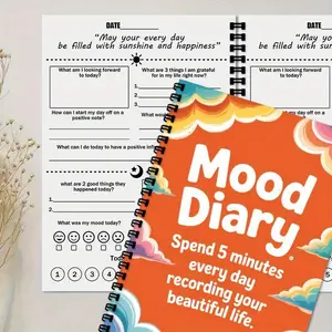 1 Self-Care Mood Journal | A5 Spiral Bound Notebook - Designed by Caiyun, a Great Gift for Friends and Family, Unisex Mood Management Synthetic Gemstone Notebook