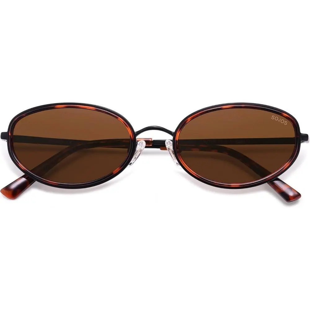 80s-90s Chic Retro Oval Glasses with Diamond Accent, Unisex Sturdy yet Lightweight Metal Frame with Polarized UV400 TAC Lenses for Heart & Diamond Faces, Casual, Sunglasses, Driving