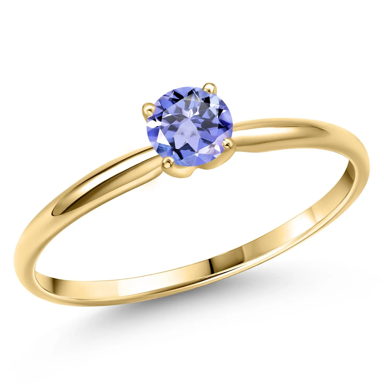 14K Yellow Gold Blue Tanzanite Engagement Ring For Women | 0.46 Cttw | Round 5MM | Gemstone December Birthstone