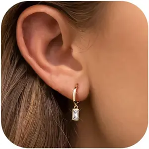 MILACOLATO 14K Plated Gold S925 Sterling Silver Drop Dangle Earrings for Women - Hypoallergenic Dainty Huggie Hoop Earring CZ Heart Pearl Clam Shell Dainty Charm Drop Dangle Earrings Jewelry Gift, Daily Wear, Drop Dangles