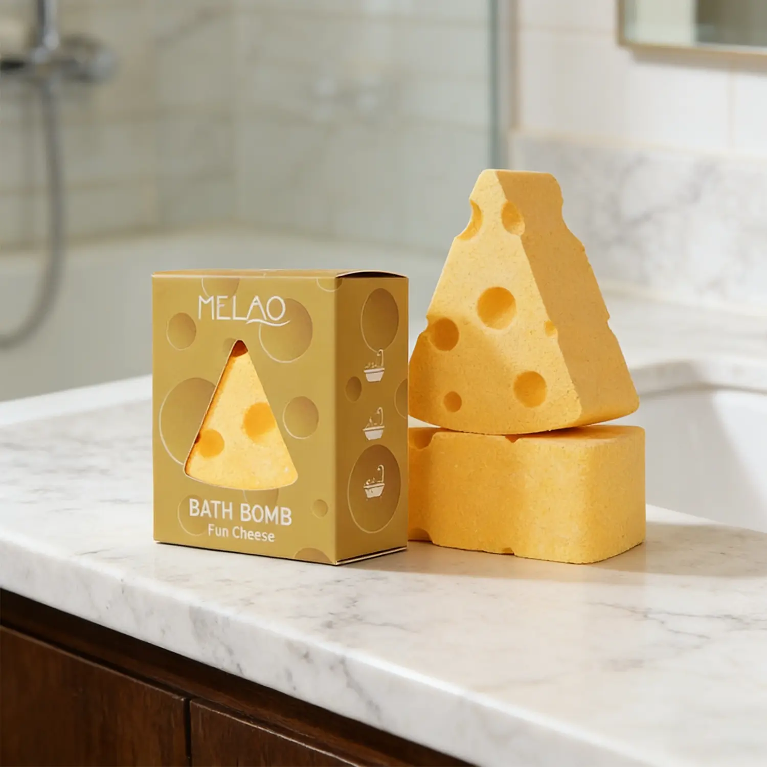 Cheese Bath Ball Set, 4-Piece Cheese-Shaped Salt Balls for Relaxing Bubble Baths, Handmade Spa Gift for Women Men Kids, Holiday Gifts