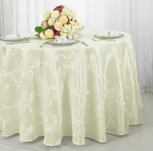 120" Seamless Round Ribbon Taffeta Tablecloth - Ivory (1pc)