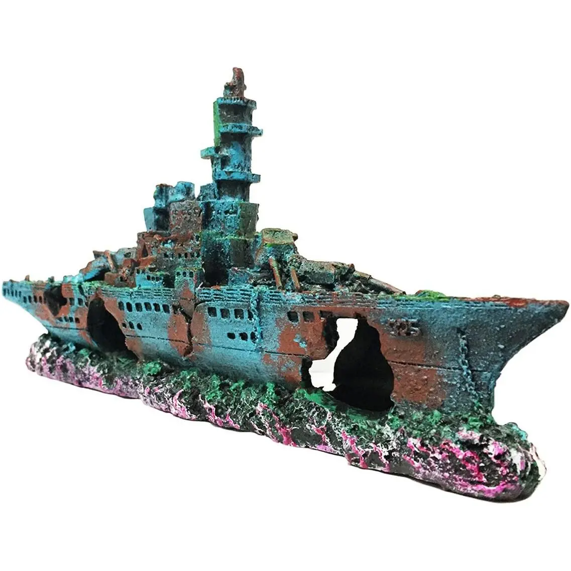 Aquarium Shipwreck Decorations Fish  Ornaments -  Material Sunken Ship Decorations,  for Freshwater Saltwater Aquarium Betta Fish Decorations