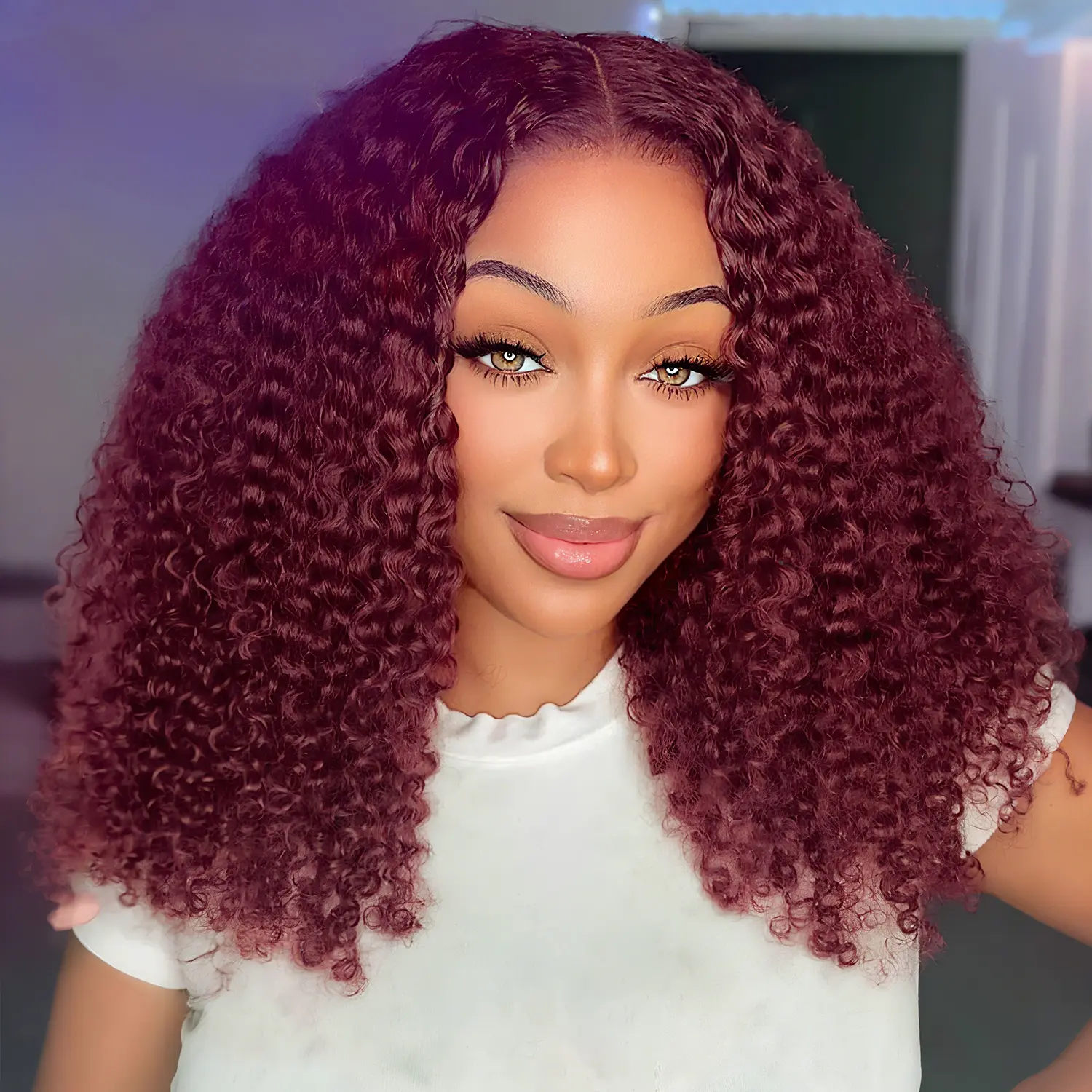 99J Burgundy Bob Wig Human Hair Wigs for Women Deep Curly 