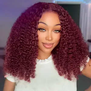 99J Burgundy Bob Wig Human Hair Wigs for Women Deep Curly Lace Front Wigs Human Hair 13x6 Frontal Lace Wig HD Transparent Pre Plucked Short Bob Wigs for Women 100% Real Human Hair Wig dealsforyoudays