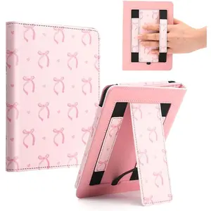 P-PCS01  Pink Bow Case for 7"/ 6.8“ Kindle Paperwhite 12th/11th Generation,Hand Strap Stand Book Cover Sleeve for Kindle Colorsoft Signature Edtion,2025 Cute Coquette Ereader Ebook Gifts