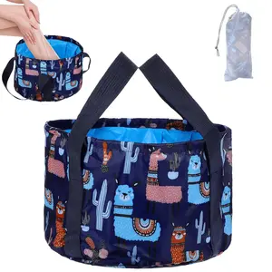 Collapsible Foot Soaking Tub, Portable Foot Bath Soak Tub Multi-Function Foot Bath Basin Foot Soaking Bucket with Handle Foot Soaker for Travel Camping (Navy Blue)