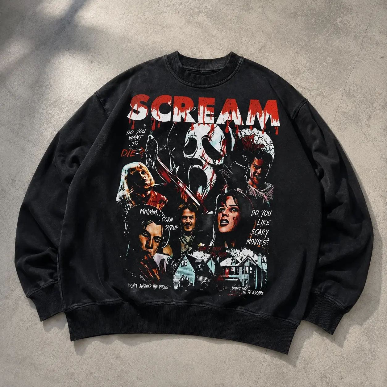 Vintage Ghostface Sweatshirt, Halloween Movie Sweatshirt, Scream Hoodie, Vintage Scary Movie Shirt, Halloween Movie Fan Gift Womenswear Top Cotton