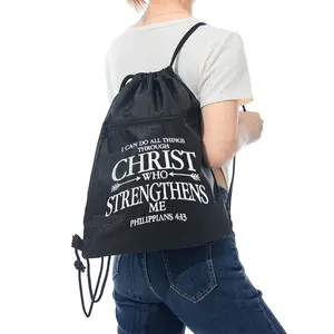 Inspirational Christian Quote Philippians 4:13 Printed Drawstring Backpack Bag Lightweight Durable Sports Gym Sack, Athletic Bag Suitable for Daily Use and Outdoor Activities Ideal Gift for FaithBased Events Religious Holidays and Spiritual
