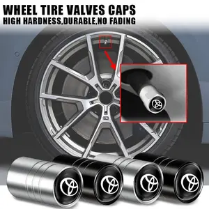 4Pcs/Set Metal Car Wheel Tire Valve Caps Tyre Rim Air Stem Covers For Toyota Corolla Chr rav4 prius Yaris Hilux auris avensis Auto Accessories Tire Pressure Caps